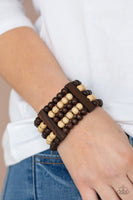 Caribbean Catwalk - Brown Wood Paparazzi Bracelet