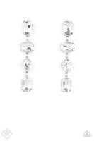 Cosmic Heiress - White Bling Paparazzi March Fashion Fix Earrings