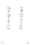 Cosmic Heiress - White Bling Paparazzi March Fashion Fix Earrings