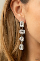 Cosmic Heiress - White Bling Paparazzi March Fashion Fix Earrings