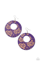 Galapagos Garden Party - Purple Wood Paparazzi Earrings