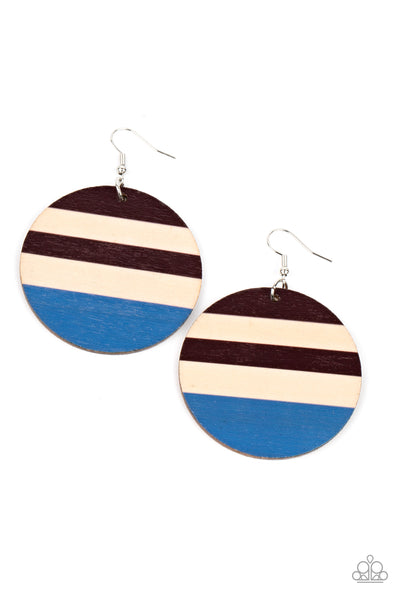 Yacht Party - Blue Wood Paparazzi Earrings