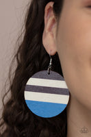 Yacht Party - Blue Wood Paparazzi Earrings