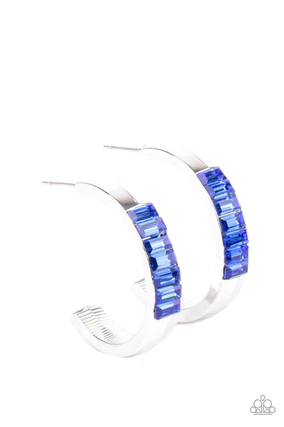 Bursting With Brilliance - Blue Paparazzi Hoop Earrings