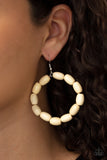 Living The WOOD Life - White Bone/Wood Paparazzi Earrings