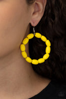 Living The WOOD Life - Yellow Paparazzi Earrings