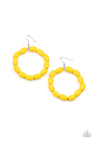 Living The WOOD Life - Yellow Paparazzi Earrings