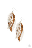 WINGING Off The Hook - White and Cork Paparazzi Earrings