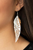 WINGING Off The Hook - White and Cork Paparazzi Earrings