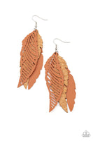 WINGING Off The Hook - Brown Paparazzi Earrings