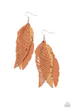 WINGING Off The Hook - Brown Paparazzi Earrings