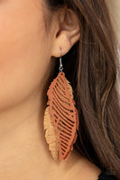 WINGING Off The Hook - Brown Paparazzi Earrings