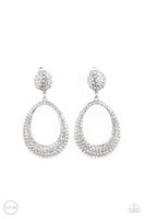 Sophisticated Smolder - White Clip On Paparazzi Earrings