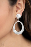 Sophisticated Smolder - White Clip On Paparazzi Earrings