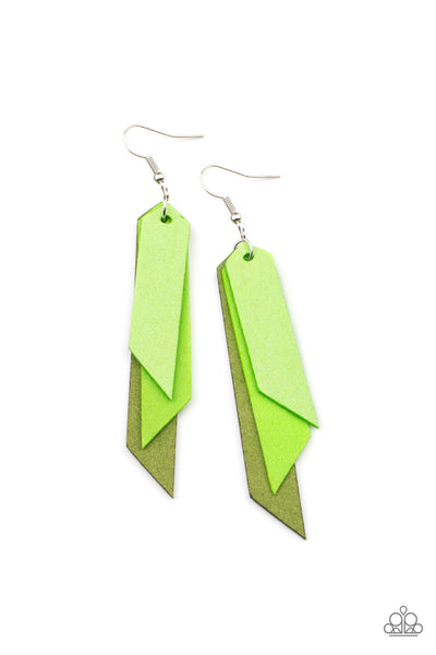 Suede Shade - Green Paparazzi Earrings