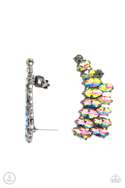 Explosive Elegance - Multi/Oil Spill Earring Crawler Earrings