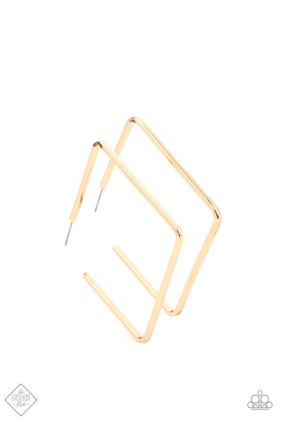 Material Girl Magic - Gold Paparazzi Square Hoops