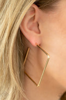 Material Girl Magic - Gold Paparazzi Square Hoops