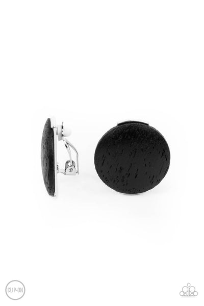 WOODWORK It - Black Paparazzi Clip on Earrings