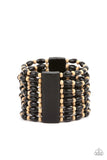 Cayman Carnival - Black and Cream Wood Paparazzi Bracelet