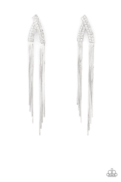 It Takes Two To TASSEL - White Paparazzi Earrings