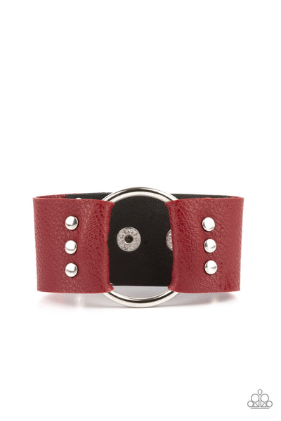 Moto Mayhem - Red Leather Paparazzi Bracelet