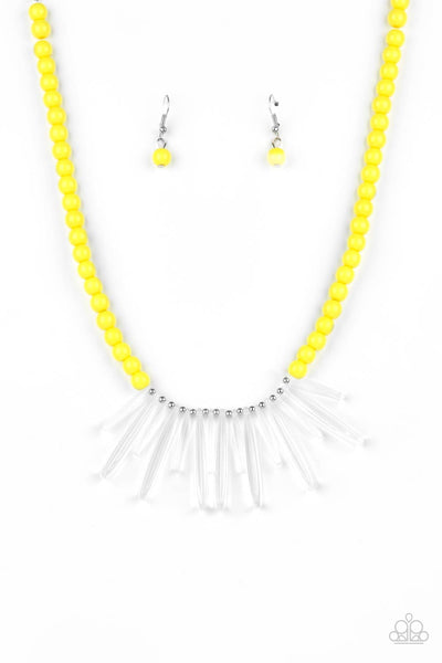 Icy Intimidation - Yellow Paparazzi Necklace