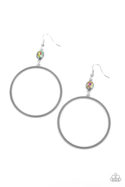 Work That Circuit - Multi Oil Spill Paparazzi Earrings