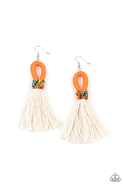 Coming Soon- The Dustup - Orange Paparazzi Earrings