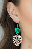 Palm Tree Cabana - Green and Gold Paparazzi Earrings