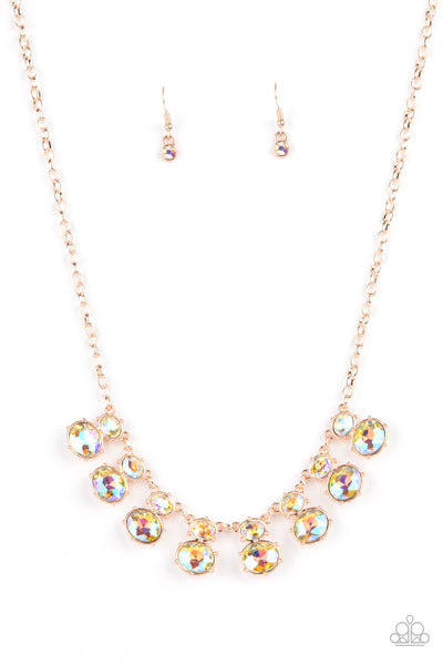 Cosmic Countess - Rose Gold and Iridescent Paparazzi Necklace