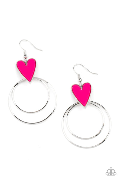 Happily Ever Hearts - Pink Paparazzi Earrings