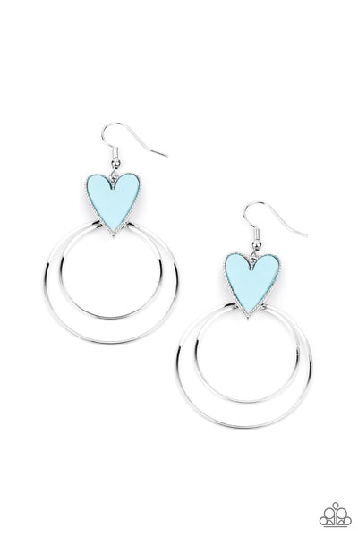 Happily Ever Hearts - Blue Paparazzi Earrings