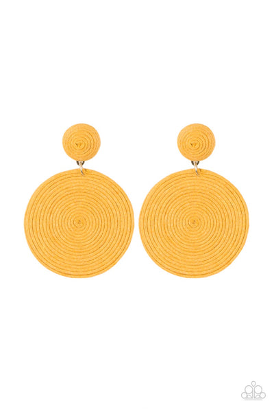 Circulate The Room - Yellow Paparazzi Earrings