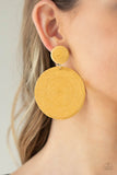 Circulate The Room - Yellow Paparazzi Earrings