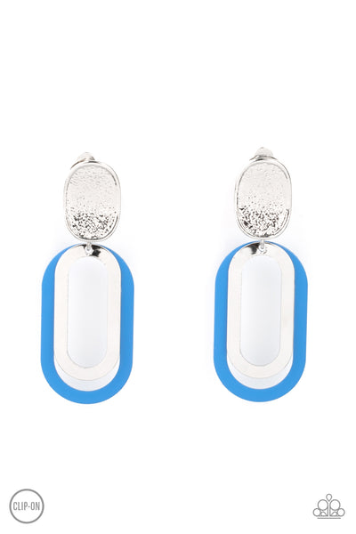 Melrose Mystery - Blue Paparazzi Clip On Earrings