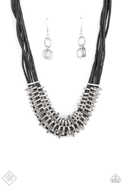 Lock, Stock, and SPARKLE - Black Paparazzi Fashion Fix Necklace