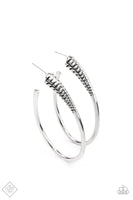 Fully Loaded - Silver Paparazzi Hoop Earrings