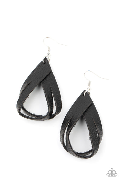 Thats A STRAP - Black Paparazzi Earrings