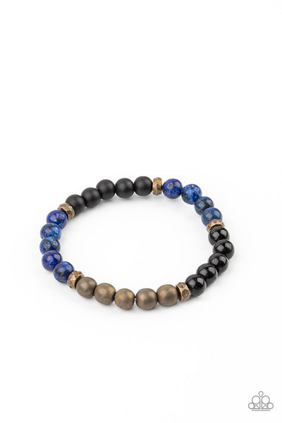 Petrified Powerhouse - Blue Unisex Paparazzi Bracelet