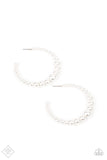 Glamour Graduate - White Paparazzi Pearl Hoops