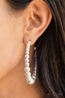 Glamour Graduate - White Paparazzi Pearl Hoops