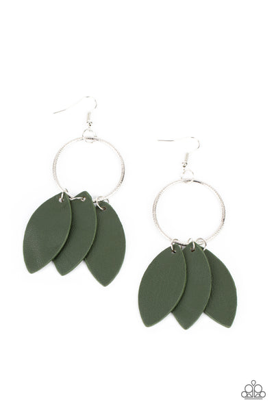 Leafy Laguna - Green Paparazzi Earrings