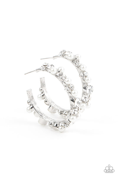 Let There Be SOCIALITE - White Paparazzi Earrings