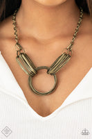 Lip Sync Links - Brass Paparazzi Necklace