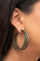 In Sync - Brass Paparazzi Hoop Earrings