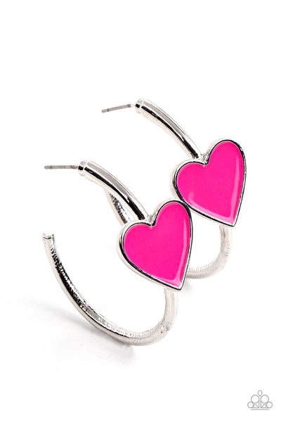 Coming Soon- Kiss Up - Pink Paparazzi Earrings