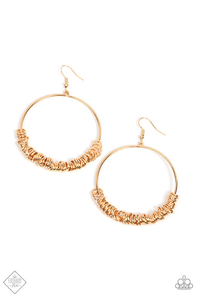 Retro Ringleader - Gold Paparazzi Earrings