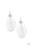 Tassel Tempo - White Paparazzi Earrings