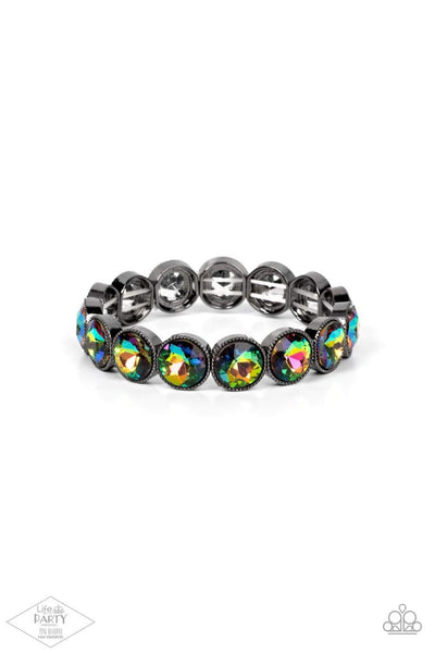 Paparazzi Accessories: Number One Knockout - Multi Oil Spill Gunmetal Bracelet